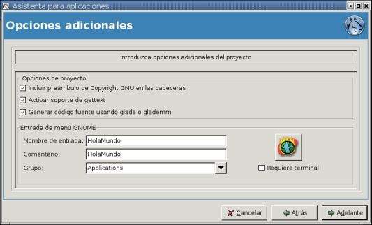 Anjuta - Mas opciones del proyecto