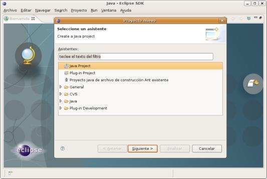 Eclipse - Asistente Nuevo proyecto