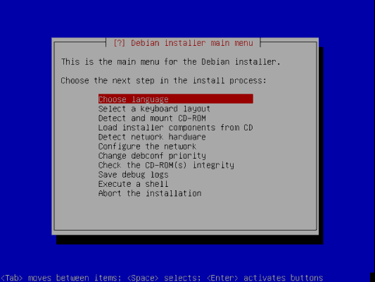 Instalador en modo texto