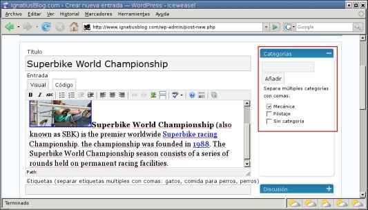 WordPress asignar categoria