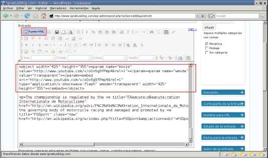WordPress pegar video